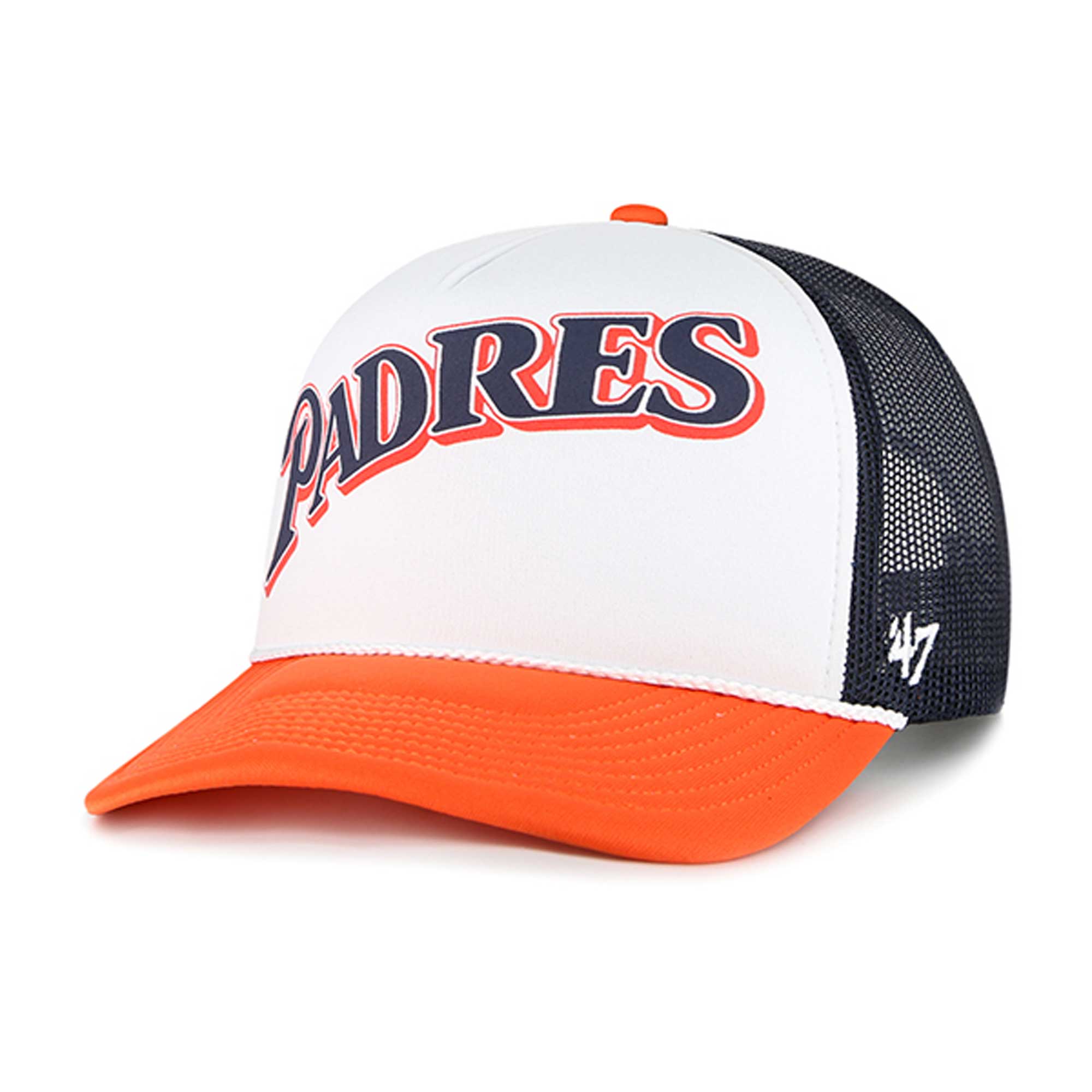 mens san diego padres 47 white foam front script trucker snapback hat Collection - San Diego Padres Proshop Jerseys & Caps