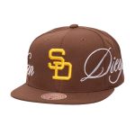 mens san diego padres mitchell  ness brown just don x mlb lux script snapback hat Collection - San Diego Padres Proshop Jerseys & Caps