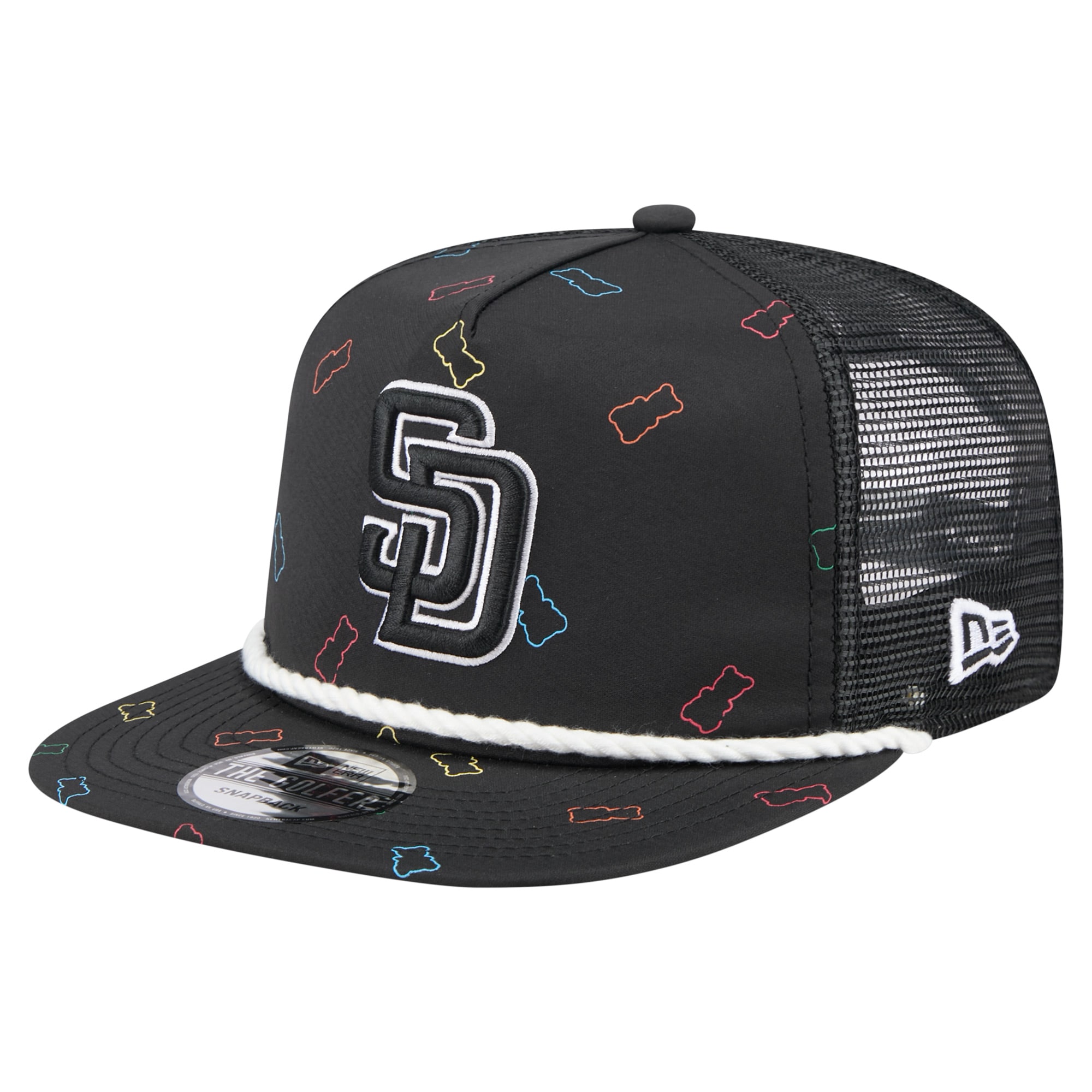 mens san diego padres new era black gummy golfer trucker adjustable hat Collection - San Diego Padres Proshop Jerseys & Caps