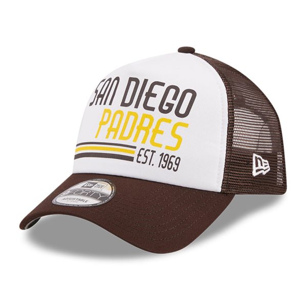 mens san diego padres new era whitebrown stacked a-frame trucker 9forty adjustable hat Collection - San Diego Padres Proshop Jerseys & Caps