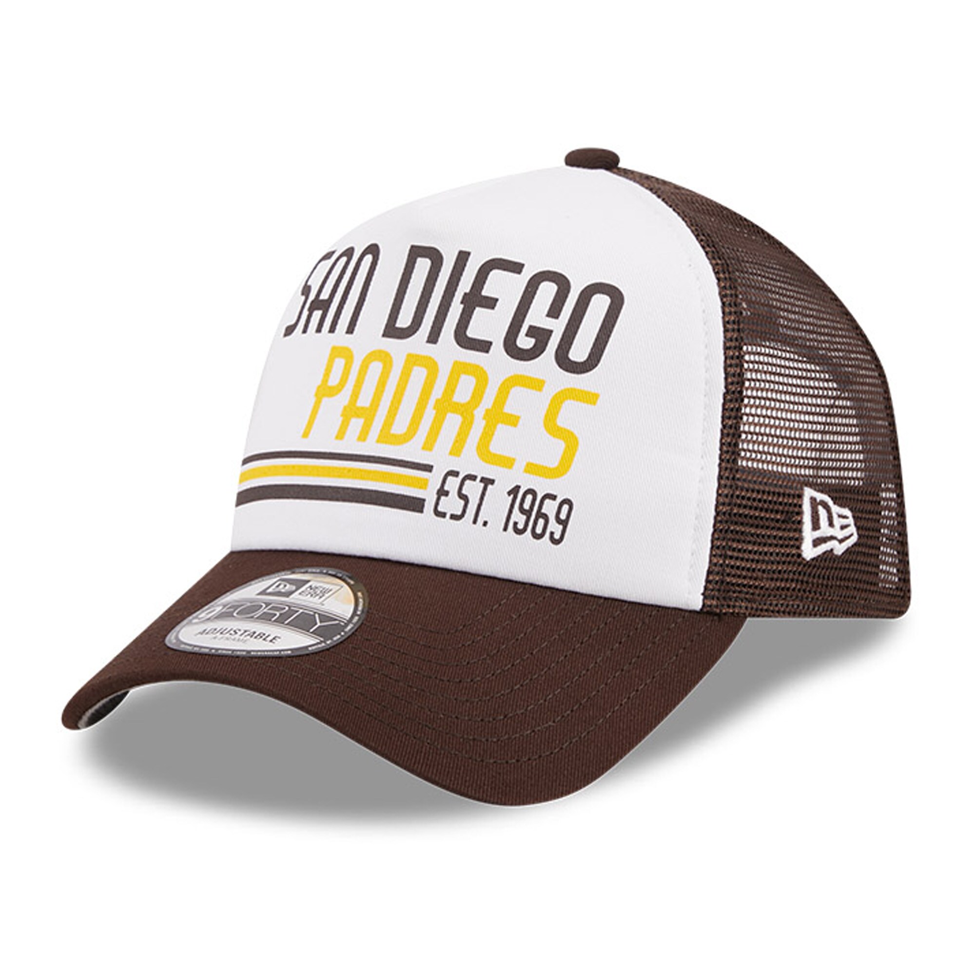 mens san diego padres new era whitebrown stacked a-frame trucker 9forty adjustable hat Collection - San Diego Padres Proshop Jerseys & Caps