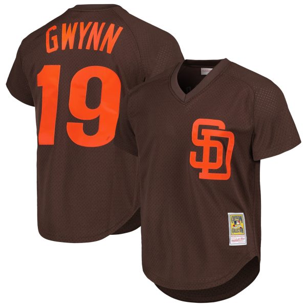 mens san diego padres tony gwynn mitchell  ness brown 1985 authentic cooperstown collection mesh batting practice jersey Collection - San Diego Padres Proshop Jerseys & Caps